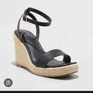 a new day Black and Tan Wedge Sandals